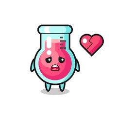 laboratory beaker cartoon illustration is broken heart