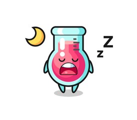 laboratory beaker character illustration sleeping at night