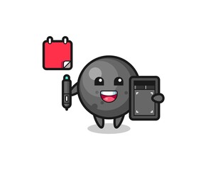 Illustration of cannon ball mascot as a graphic designer