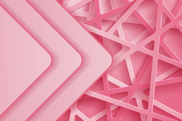 Abstract 3d background with pink paper cut. abstract realistic paper cut decoration textured with geometric shapes