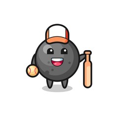 Fototapeta premium Cartoon character of cannon ball as a baseball player