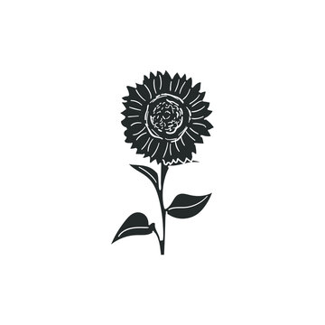 Sunflower Icon Silhouette Illustration. Spring Botany Vector Graphic Pictogram Symbol Clip Art. Doodle Sketch Black Sign.