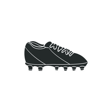 Soccer Boot Icon Silhouette Illustration. Football Sport Vector Graphic Pictogram Symbol Clip Art. Doodle Sketch Black Sign.