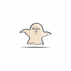 Cute ghost icon isolated on white backgrounds. Halloween symbol. Spooky logo