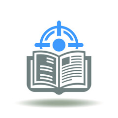 Obraz premium Book with aim vector illustration. Education target symbol. Goal learning training icon.