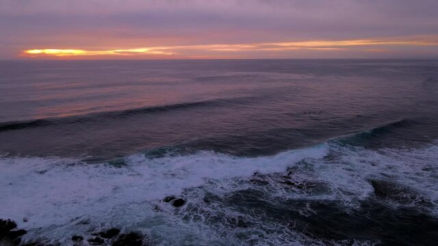 Aerial drone footage of a sunset surf at yallingup beach Western Australia