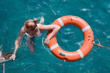 life buoy in the sea