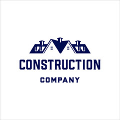 Construction company logo with retro and classic design style