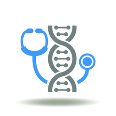 Stethoscope with DNA helix vector illustration. Medical Lab Innovation Research Symbol.