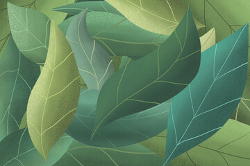 Obraz premium Illustration of green leaves with the start of spring