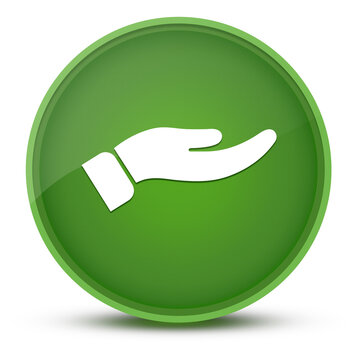 recommend clip art: Hand luxurious glossy green round button abstract