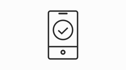 Smartphone Check Icon. Vector isolated editable linear illustration of a smartphone device with a check sign