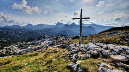 cross in the mountains
