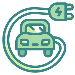 electric vehicles blue line icon