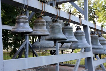 church bells of the belfry of the Assumption Cathedral in the city of Yaroslavl Russia