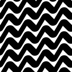 Diagonal zigzag lines seamless pattern. Angled jagged stripes ornament. Linear waves motif. Curves print. Striped background. Tilted broken line shapes wallpaper. Slanted wavy stripe figures. Vector.