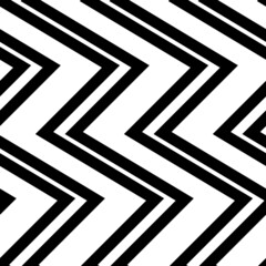 Zigzag lines seamless pattern. Angled jagged stripes ornament. Linear waves motif. Diagonal curves print. Striped background. Tilted broken line shapes wallpaper. Slanted wavy stripe figures. Vector