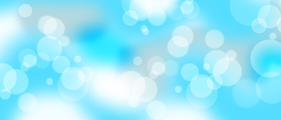 blue Christmas light bright background with bokeh effect. Template for New Year and Christmas design