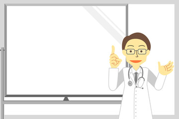 説明をするドクター※Affinity Designerのみで作成