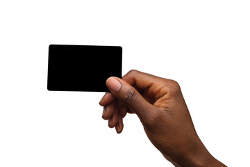 Black Female Hand Holding Black Card - 448062332