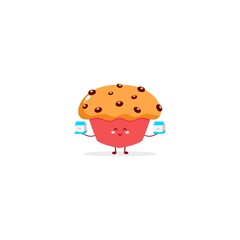 muffin with milk cute character simple smile happy pose