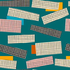 Minimalistic modern abstract gingham seamless pattern. Contemporary collage prints collection. Vector illustration - 448062527