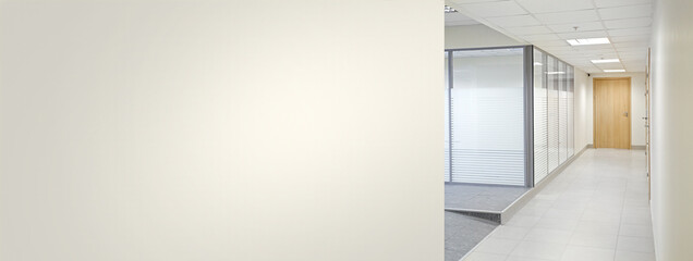 Empty office building corridor with rampant