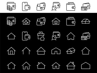 Simple set of color editable house icon templates. Contains such icons, home calendar, coffee shop and other vector signs isolated on a white background for graphic and web design