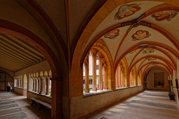 Fototapeta premium STRASBOURG, FRANCE, June 24, 2021 : Inside the arches of Saint-Pierre-le-Jeune Protestant Church cloister.