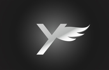 Obraz premium black and white Y wing alphabet letter icon logo. Creative design for company and business
