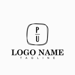 Obraz na płótnie Canvas PU Initial Logo Template Design Vector
