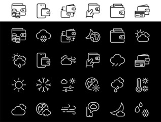 WEATHER set of icons, icons such as weather forecast and clouds, wind, rain, snow, weather settings and sunny weather and much more. Editable stroke, simple vector lines