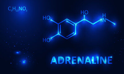 adrenaline molecule on dark blue background, vector illustration © Maryna
