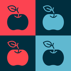 Pop art Apple icon isolated on color background. Excess weight. Healthy diet menu. Fitness diet apple. Vector