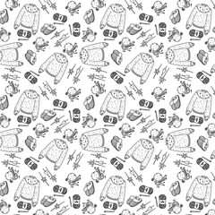 Hygge concept. Hand drawn seamless pattern. Vector