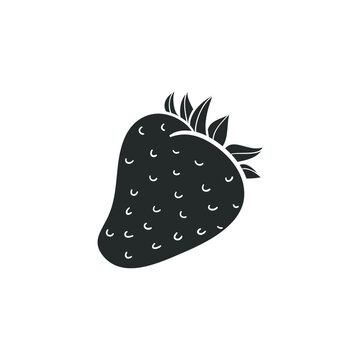 Strawberry Fruit Icon Silhouette Illustration. Healthy Food Vector Graphic Pictogram Symbol Clip Art. Doodle Sketch Black Sign.