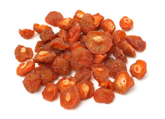 Half dried plum on white background 