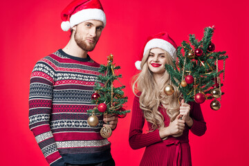 cheerful young couple christmas decoration holiday lifestyle