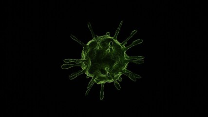 Close-up of dissolving virus under microscope., SARS-CoV-2 COVID-19 pandemic cure or vaccination concept. Realistic high quality medical 3D Rendering