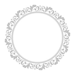 Decorative frame Elegant vector element for design in Eastern style, place for text. Floral gray and white border. Lace illustration for invitations and greeting cards