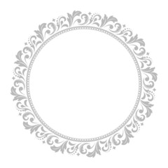 Decorative frame Elegant vector element for design in Eastern style, place for text. Floral gray and white border. Lace illustration for invitations and greeting cards