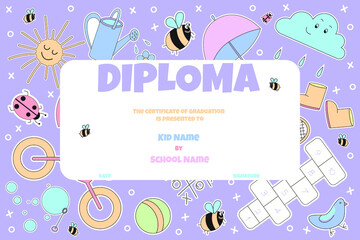 Kids Diploma or certificate template with colorful background

Kids Diploma or certificate template with colorful background


