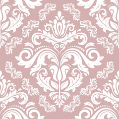 Classic seamless vector pattern. Damask orient purple and white ornament. Classic vintage background. Orient ornament for fabric, wallpapers and packaging