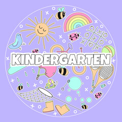 Vector illustration. Staff equipment template of flyer, booklet, banners, poster, book cover. Colorful background.