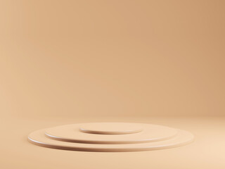 Obraz premium Beige 3d render pedestal for products. Template podium for cosmetics. Natural nude color. Minimal empty stage.