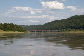 metal bridge across the river