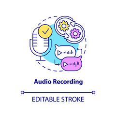 Audio recording concept icon. Communication service. Sound recorder for online mailing. Messaging software abstract idea thin line illustration. Vector isolated outline color drawing. Editable stroke