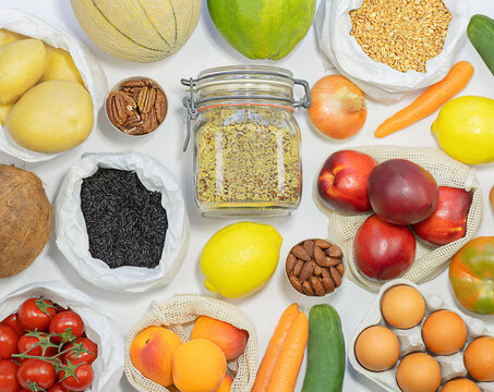 Zero-waste healthy grocery shopping concept stock photo