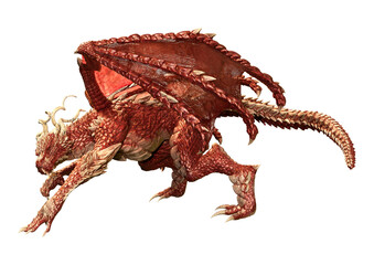 3D Rendering Fairy Tale Dragon on White