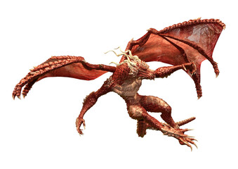 3D Rendering Fairy Tale Dragon on White